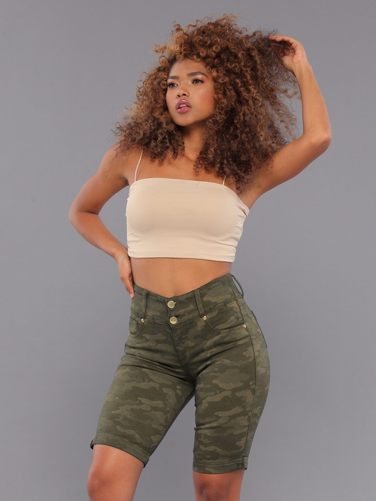 Bermuda Shorts for Girls - Soldier Style with Butt Lift 14216