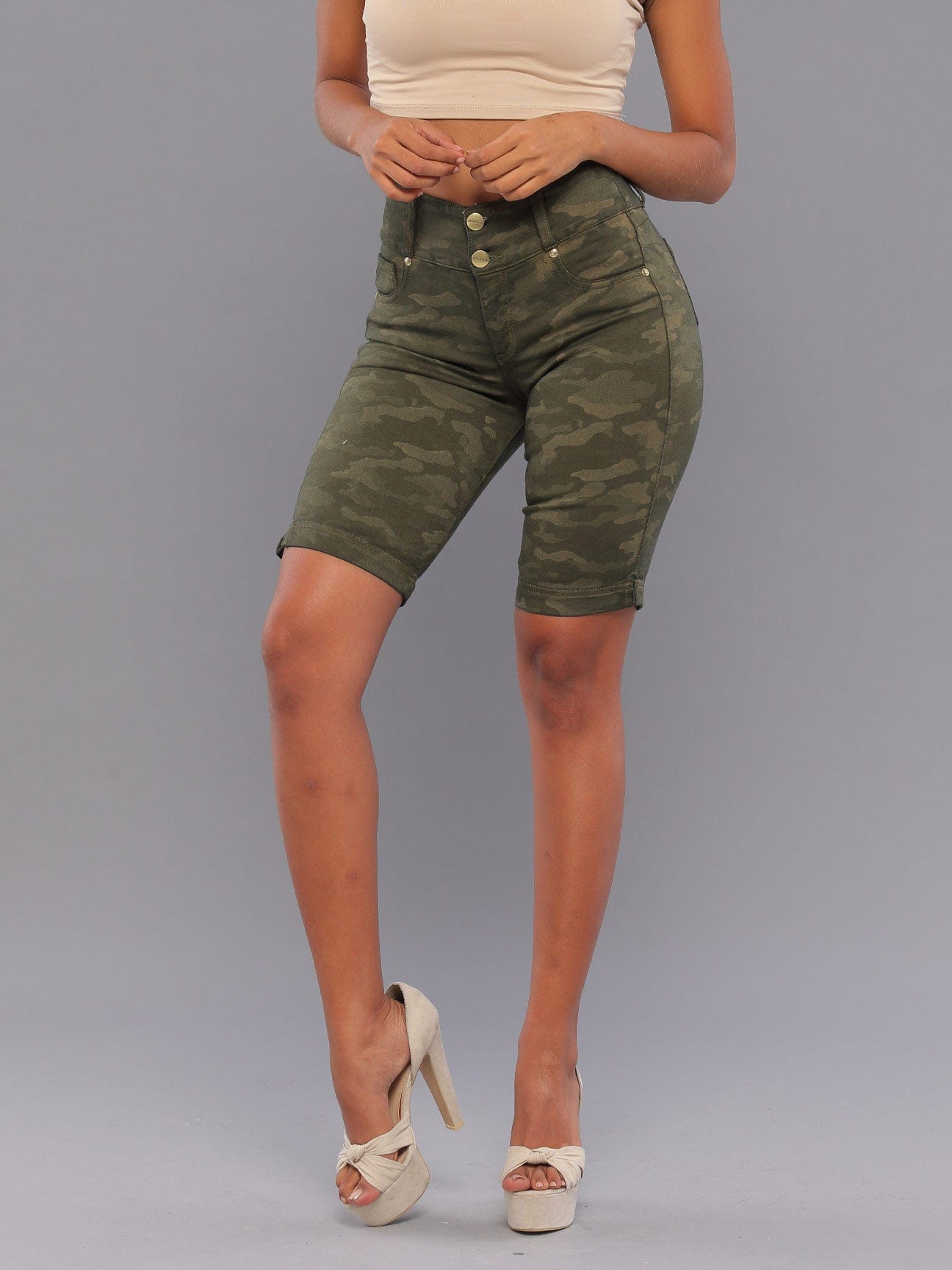 Bermuda Shorts for Girls - Soldier Style with Butt Lift 14216
