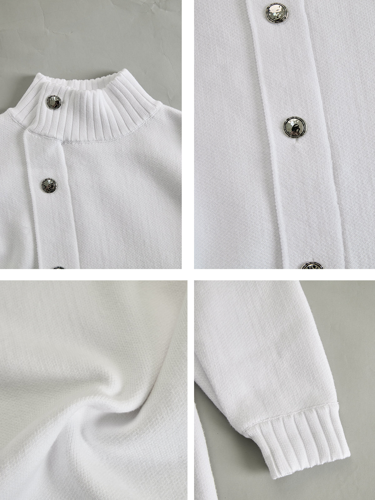 Biały Oversized Sweter Sukienka z Zapięciem na Guziki