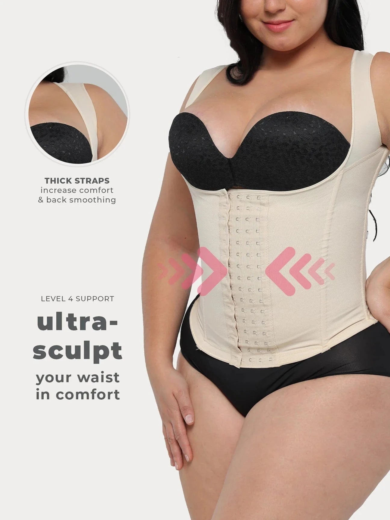 Ultra-Sculpt Waist Trainer Vest with Hooks and Wide Straps CB175